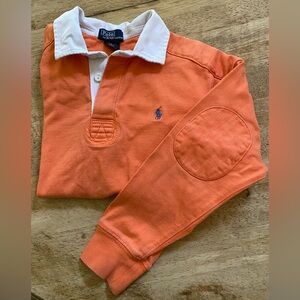 Polo Ralph Lauren Boys’ Sz 7‎ Orange Cotton Jersey Rugby Shirt